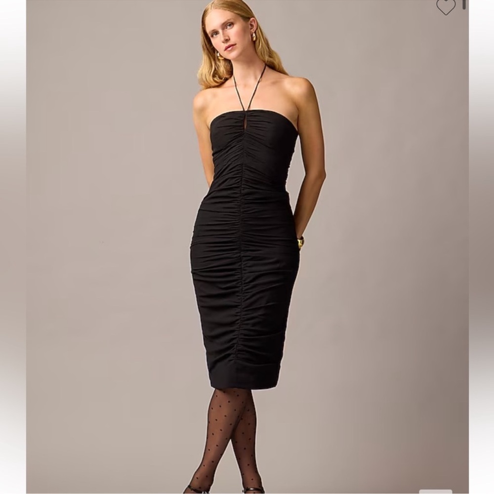 NWOT J. Crew Collection Limited Edition RARE Black Ruched Halter Dress Size 20